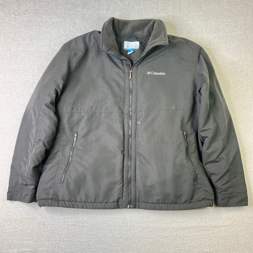 Columbia Northern Voyage Jacket Mens XXL Grey Fleece Lined Full Zip Insulated